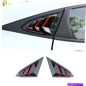ウィンドウルーバー グロスブラックサイドウィンドウルーバーシャ??ッターカバー2016-2021ホンダシビックセダンの2PC Gloss Black Side Window Louver Shutter Cover 2pc For 2016-2021 Honda Civic Sedan