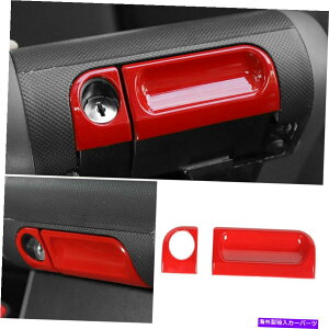 �R���\�[���{�b�N�X 2007-2010�̃W�[�v�����O���[JK���b�h�~�h���R���\�[���A�[�����X�g�{�b�N�X�X�C�b�`�J�o�[�g���� For 2007-2010 Jeep Wrangler JK Red Middle Console Armrest Box Switch Cover Trim�y���s�A��