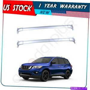 [tLA 2013-19YpXt@C_[̃Vo[A~jE[tbNgbvNXo[[ Pair Silver Aluminum Roof Rack Top Cross Bar Rail For 2013-19 Nissan Pathfinder