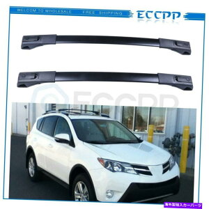 [tLA 13-18g^u4ubNgbv[tbNNXo[A~jEubNyAɍ Fit For 13-18 Toyota RAV4 Black Top Roof Rack Cross Bar Aluminum Black Pair