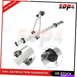 [tLA jo[T52 "oCNbNgbv[tbN]ԃLANv}EgbNVo[ Universal 52" Bike Rack Top Roof Rack Bicycle Carrier Clamp Mounted Lock Silver