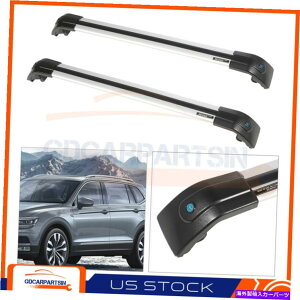 [tLA 2010 - 18NtHNX[QVWeBOA[tbNNXo[Vo[[w/bNݕ For 2010-18 Volkswagen VW Tiguan Roof Rack Cross Bars Silver Rails w/ Lock Cargo