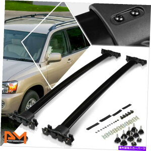 [tLA 01-07̃nC_[OEX^CA~jE[tbNNXo[וLAubN For 01-07 Highlander OE Style Aluminum Roof Rack Crossbar Baggage Carrier Black