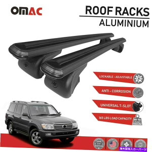 [tLA g^hN[U[J100 2003-07̂߂̃[tbNNXo[וLAubN Roof Rack Cross Bars Luggage Carrier Black for Toyota Land Cruiser J100 2003-07