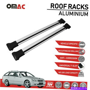 ���[�t�L�����A ���[�t���b�N�N���X�o�[�����Z�f�XC�N���XS203 2002-2005�p�ו��L�����A�V���o�[ Roof Rack Cross Bars Luggage Carrier Silver for Mercedes C Class S203 2002-2005