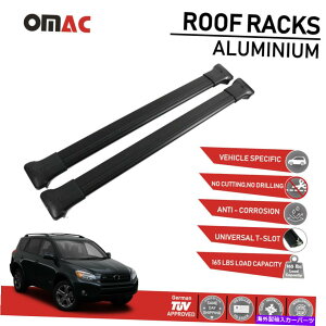 [tLA g^RAV4̂߂̃[tbNNXo[וLAubN2006-2012 Roof Rack Cross Bars Luggage Carrier Black for Toyota RAV4 2006-2012