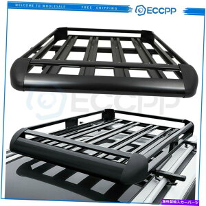 [tLA 50 "x 38"A~jE[tbNSUVgbvݕוLAoXPbg+NXo[ubN 50"X 38"ALUMINUM ROOF RACK SUV TOP CARGO BAGGAGE CARRIER BASKET+CROSSBAR BLACK