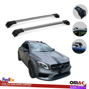 ���[�t�L�����A ���[�t���b�N�N���X�o�[�ו��L�����A�V���o�[�Z�b�g�����Z�f�XGLA 2014-2019�ɓK������ Roof Rack Cross Bars Luggage Carrier Silver Set fits Mercedes GLA 2014-2019
