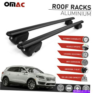 ���[�t�L�����A �����J�[���m�[�`���X2019-2022�u���b�N���[�t���[�����b�N�N���X�o�[�ו��L�����A�ɓK������ Fits Lincoln Nautilus 2019-2022 Black Roof Rail Rack Cross Bar Luggage Carrier�y���s�A���i�z