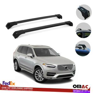 [tLA {{XC90 2016-2022̂߂̃[tbNNXo[וLAubNALU Roof Rack Cross Bars Luggage Carrier Black Alu For Volvo XC90 2016-2022