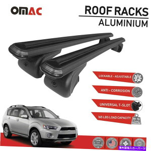 [tLA OHAEg_[̂߂̃[tbNNXo[וLAubN2007-2012 Roof Rack Cross Bars Luggage Carrier Black for Mitsubishi Outlander 2007-2012