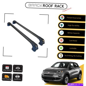 ルーフキャリア Fiat 500X 2015のブラックルーフラック荷物荷物キャリアクロスバー - ブラックアップ Brack Roof Rack Luggage Carrier Cross Bars For Fiat 500X 2015 - Up Black