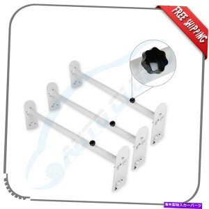 [tLA jo[T3o[[t}Ego_[bNX`[\zCg[O\ Universal 3 Bar Roof Mount Van Ladder Rack Steel Adjustable White Rail Removable
