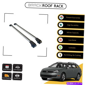 ���[�t�L�����A VW�W�F�b�^���S��2008-2014�V���o�[�p�u���b�N���[�t���b�N�N���X�o�[ BRACK Roof Rack Cross Bars For VW Jetta Wagon 2008 - 2014 Silver�y���s�A���i�z