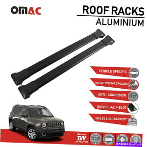 [tLA [tbNNXo[וLAW[vlQ[h2015-2020̃ubNZbg Roof Rack Cross Bars Luggage Carrier Black Set for Jeep Renegade 2015-2020