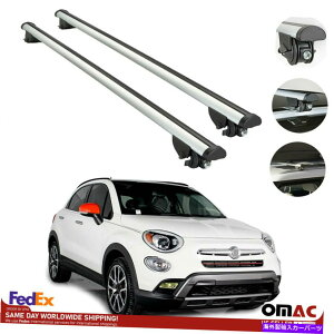 ルーフキャリア ルーフラッククロスバー荷物キャリアシルバーセットフィットフィアット500X 2016-2021 Roof Rack Cross Bars Luggage Carrier Silver Set fits Fiat 500X 2016-2021