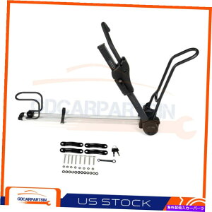 [tLA ]ԃbNJ[[tjo[TCgVO]ԃLA܂肽ݎbN\ Bike Rack Car Roof Universal Upright Single Bicycle Carrier Foldable Lockable US