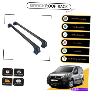 [tLA ubN[tbNוLANXo[vW[p[gi[2008 -Up Black Brack Roof Rack Luggage Carrier Cross Bars For Peugeot Partner 2008 - Up Black