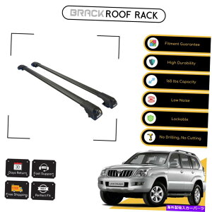 [tLA g^vĥ߂̃ubN[tbNוLANXo[2004-2009ubN BRACK Roof Rack Luggage Carrier Cross Bars For Toyota Prado 120 2004-2009 Black