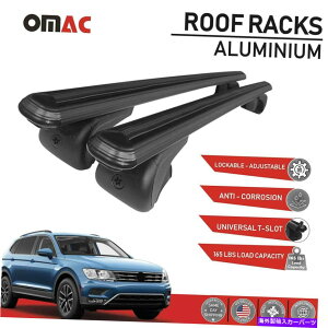 [tLA [tbNNXo[וLAAluBubN̓tHNX[QeBOA2018-2022ɓK܂ Roof Rack Cross Bars Luggage Carrier Alu. Black Fits Volkswagen Tiguan 2018-2022
