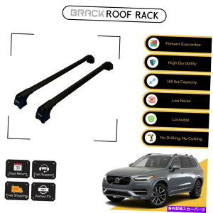 [tLA {{XC90 2018̃ubN[tbNוLANXo[ - ubNAbv BRACK Roof Rack Luggage Carrier Cross Bars For Volvo XC90 2018 - Up Black