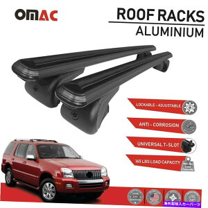 ルーフキャリア ルーフラッククロスバーマーキュリーマウンテニアのための荷物キャリアブラックセット2002-10 Roof Rack Cross Bars Luggage Carrier Black Set for Mercury Mountaineer 2002-10
