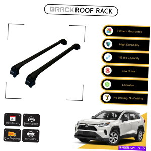 [tLA g^RAV4 2020̃ubN[tbNוLANXo[ - ubNAbv BRACK Roof Rack Luggage Carrier Cross Bars For Toyota Rav4 2020 - Up Black