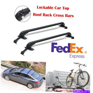 [tLA č݌2xJ[[tbNTCh[o[וLAubNA~jE US Stock 2x Car Roof Rack Side Rails Bars Luggage Carrier Black Aluminium Alloy
