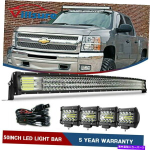 [tLA 99-13V{[Vo[h/GMCVG50C`ȐLEDCgo[5D 4 ''L[u|bh For 99-13 Chevy Silverado/GMC Sierra 50Inch Curved LED Light Bar 5D 4'' Cube Pod
