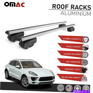 [tLA Vo[[t[bNNXo[|VF}J2015-2021̂߂̉ווLA Silver Roof Rail Rack Cross Bars Alu Luggage Carrier For Porsche Macan 2015-2021