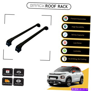 [tLA VgGC3GAX2017-UpubNpubN[tbNווLANXo[ BRACK Roof Rack Luggage Carrier Cross Bars For Citroen C3 Aircross 2017-Up Black