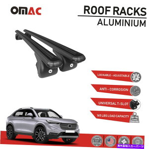 [tLA z_HR-V VR 2021-2022̂߂̃[tbNNXo[ALUוLAubN Roof Rack Cross Bars Alu Luggage Carrier Black For Honda HR-V VR 2021-2022