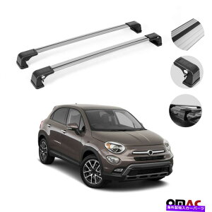 ルーフキャリア ルーフラッククロスバー荷物キャリアシルバーセットフィアット500x 2016-2022 Roof Rack Cross Bars Luggage Carrier Silver Set for Fiat 500X 2016-2022