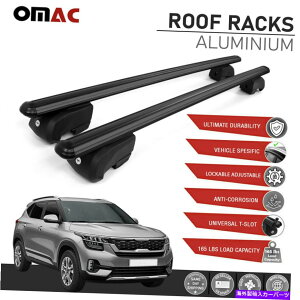[tLA Kia Seltos 2021-2022ubN[t[bNNXo[AluɓK܂Bב Fits Kia Seltos 2021-2022 Black Roof Rail Rack Cross Bars Alu. Luggage Carrier
