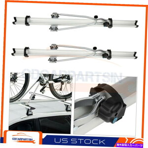 [tLA jo[T2PCS]ԃ[tbNgbv2oCNz_[LGLAwr[f[eB Universal 2Pcs Bicycle Roof Rack Top 2-Bike Holder Carriage Carrier Heavy Duty