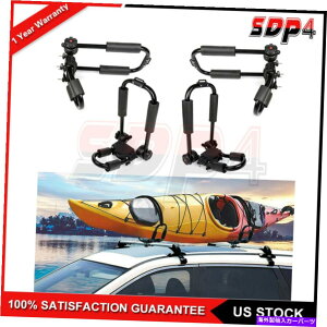 [tLA 4PCSjo[T[tJbNbN{[gJk[J[gbv}EgJo[܂肽ݎLA 4Pcs Universal Roof Kayak Rack Boat Canoe Car Top Mount J-Bar Foldable Carrier