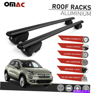 ルーフキャリア Fiat 500Xトレッキング2016-2022のための黒いルーフレールラッククロスバーアルミニウムキャリア Black Roof Rail Rack Cross Bar Aluminum Carrier For Fiat 500X Trekking 2016-2022