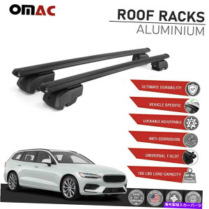[tLA tBbg{{V60 2019-2022ubN[t[bNNXo[A~וLA Fits Volvo V60 2019-2022 Black Roof Rail Rack Cross Bar Aluminum Luggage Carrier