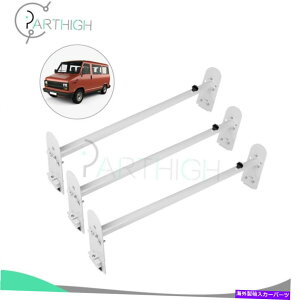 [tLA ϋv̂3o[@[tb_[bNwr[f[eBX`[zCgJ[LA750lb Durable 3 Bars Van Roof Ladder Rack Heavy Duty Steel White for Car Carrier 750lb