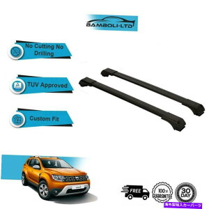 [tLA Dacia Duster 2018-Up Roofcod Cross Bars Rails Alu BlackZbgɓK Fits DACIA DUSTER 2018-UP Roof Rack Cross Bars Rails Alu BLACK SET