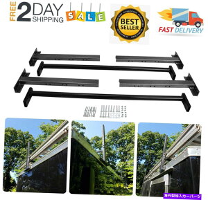 [tLA 4C`̕7C`̃sbNAbvg[[gbNoX`[̒\ȉ͂bN Adjustable Roof Ladder Racks for 4" up to 7" Wide Pickup Trailer Truck Van Steel