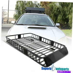 [tLA jo[T64 "ubNX`[GNXeVݕLA[tbNוz_[oXPbg Universal 64" Black Steel Extend Cargo Carrier Roof Rack Luggage Holder Basket