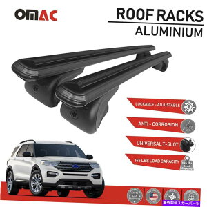 ルーフキャリア ルーフラッククロスバー荷物キャリアアルミニウムブラックフォードエクスプローラー2020-2022 Roof Rack Cross Bars Luggage Carrier Aluminum Black for Ford Explorer 2020-2022