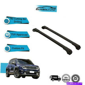 [tLA W[vlQ[hgCz[N14-19[tbNNXo[[AubNZbg Fits JEEP RENEGADE TRAILHAWK 14-19 Roof Rack Cross Bars Rails Alu BLACK SET