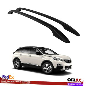 [tLA vW[3008 2016-2020̂߂̃gbv[tbNTCh[o[ubNZbg Top Roof Rack Side Rails Bars Black Set For Peugeot 3008 2016-2020