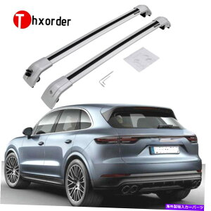 [tLA |VFJCG2011-2017ɓK[tbNTCh[Vo[NXo[ Roof Rack Side Rails Silver Cross Bars Fit for Porsche Cayenne 2011-2017