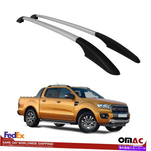 [tLA gbv[tbNTCh[o[tH[hW[̃Vo[Zbg2012-2022 Top Roof Rack Side Rails Bars Silver Set For Ford Ranger 2012-2022