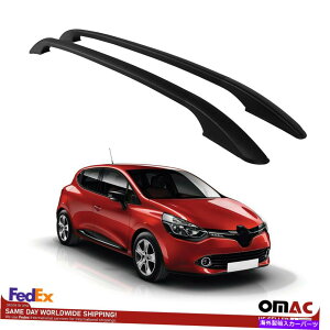 [tLA gbv[tbNTCh[o[m[NÎ߂̃ubNA~jEZbg2012-2019 Top Roof Rack Side Rails Bars Black Aluminium Set For Renault Clio 2012-2019
