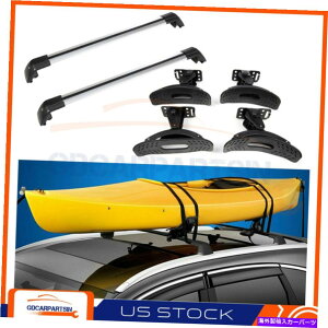 [tLA 2013-2018~crṼAEg_[[tbNNXo[x2Vo[ +JbNbNx4 For 2013-2018 Mitsubishi Outlander Roof Rack Cross Bars x2 Silver +Kayak Rack x4