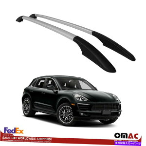 [tLA |VF}J2015-2019p̃gbv[tbNTCh[o[ Top Roof Rack Side Rails Bars Silver Set For Porsche Macan 2015-2019